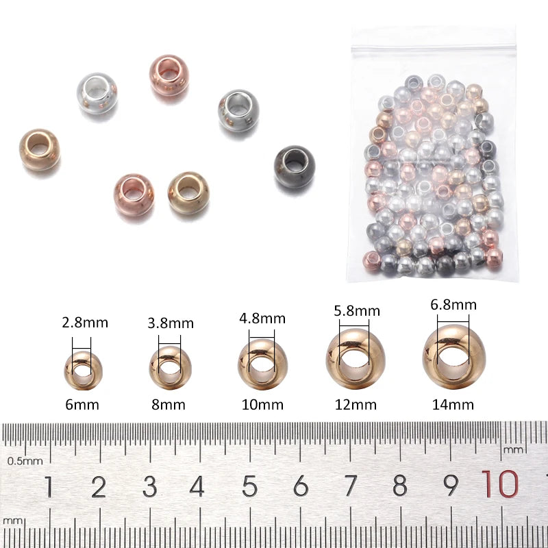 20/50/100pcs Big Hole Beads Loose Spaced Beads For Women Christmas Gift Jewelry Making DIY Charms Bracelet Accessories Wholesale