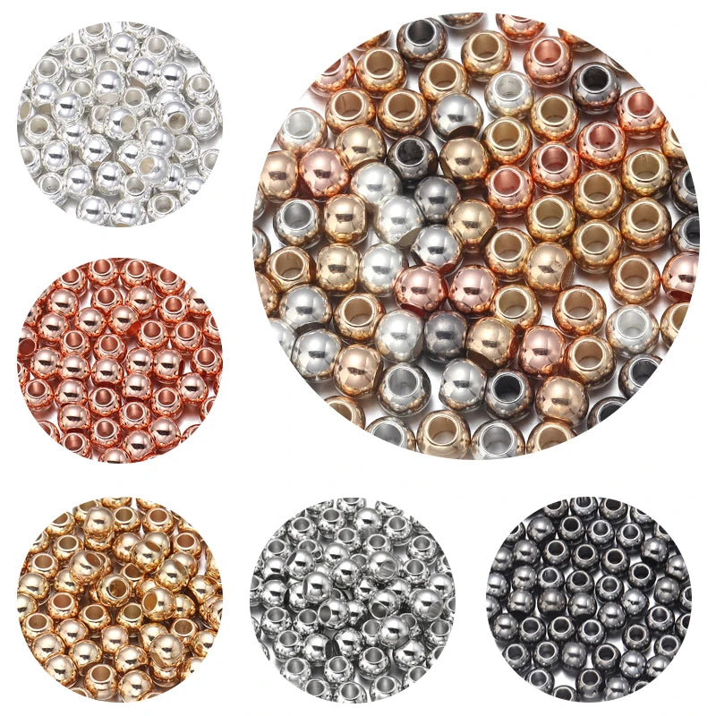 20/50/100pcs Big Hole Beads Loose Spaced Beads For Women Christmas Gift Jewelry Making DIY Charms Bracelet Accessories Wholesale