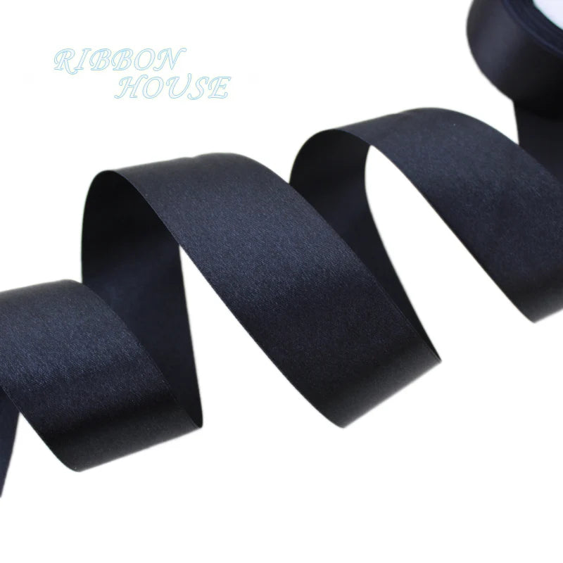 (25 yards/roll) Black Single Face Satin Ribbon Wholesale Gift Wrapping Christmas ribbons